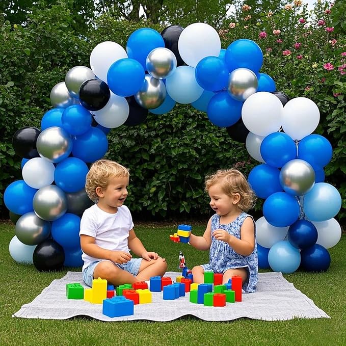 Assorted Blue Balloons Set, 60 pcs Metallic Blue Balloons, Pearl, Navy, Light Blue, Baby Blue Balloon 12 inch Latex Balloon for Boys Birthday Decoration, Baby Shower, Bridal Shower, Wedding