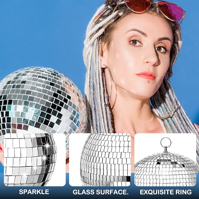 65 Pcs Disco Balls Decorations Assorted Size Disco Ball Ornament Reflective Hanging Mirror Ball Mini Large Silver Balls for Christmas Party Wedding Dance Ballroom Stage(12/6/ 4/3.2/2/ 1.2 in)
