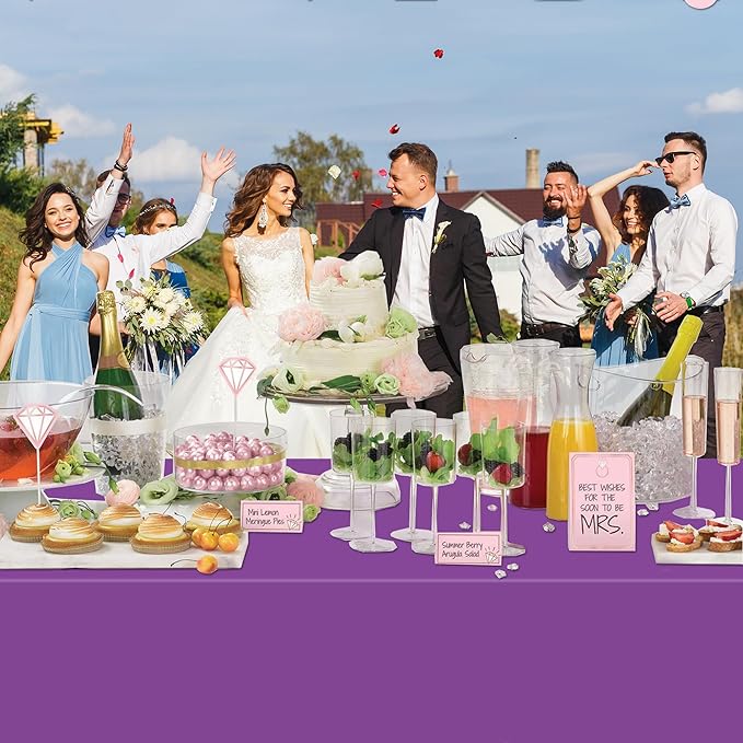 WNINK 6 Pack Purple Tablecloths Disposable Table Covers 54" x 108" Table Cloths for BBQ Birthday Picnic Bridal Shower Engagement Wedding Plastic Table Cloths for Parties