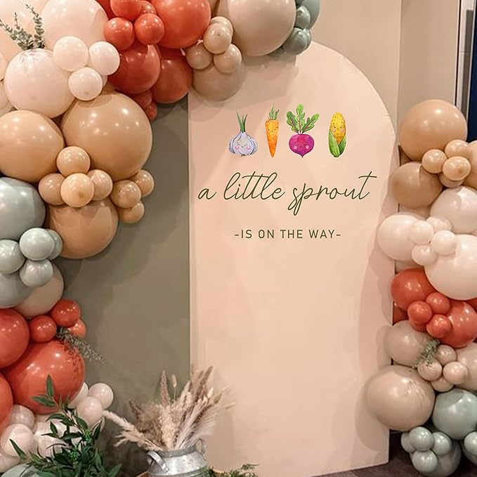 A Little Sprout is on The Way Wall Decal - Baby Shower Party Sticker, Farm Themed Baby Shower Decor, Balloon Arch Backdrop Sticker, Gender Reveal Birthday Party Decoration Decors
