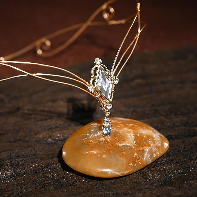 Renaissance Fairy Tale Costume Set - Elf Ear Cuff Earrings Decorative Medieval Fairy Winding Tiara Crown for Cosplay