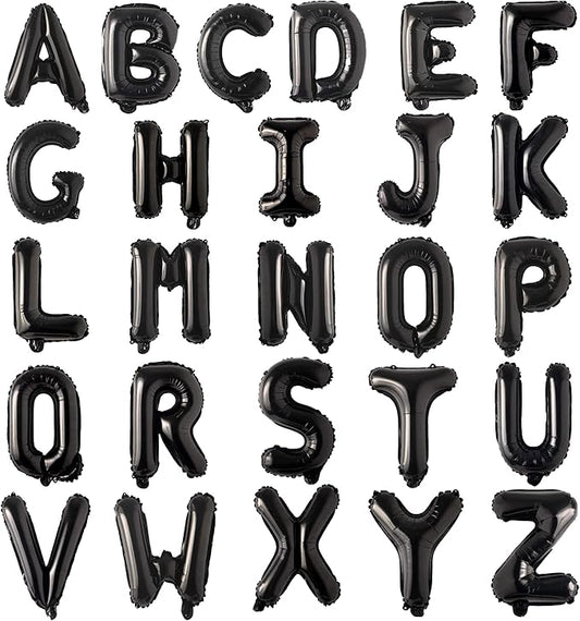 Letter Balloons 16 Inch Mylar Foil Alphabet Letter A-Z Balloons Set for Wedding Birthday Party Decoration Banner Custom Phrase 26 Pieces(Black)