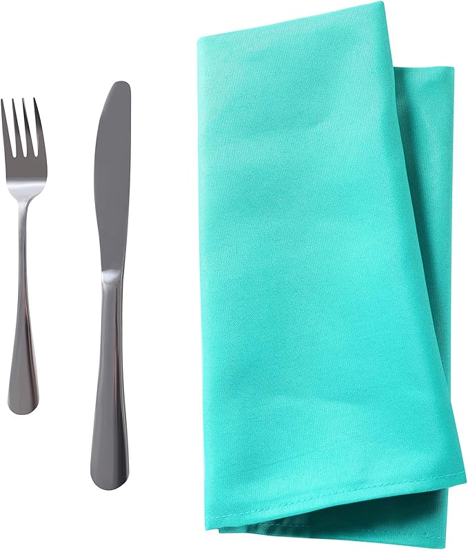 50pcs Polyester Cloth Napkins - 17 x 17 inch Turquoise Dinner Washable Napkins with Hemmed Edges for Restaurant/Wedding/Hotel(50,Turquoise)