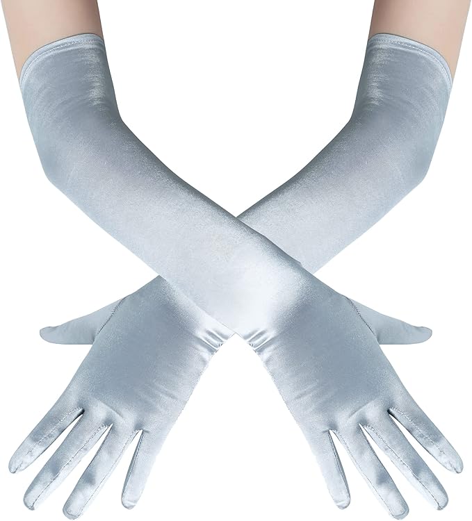 BABEYOND Long Opera Party 1920s Satin Tea Party Gloves Costume Stretchy Adult Size Elbow Length Bridal Gloves