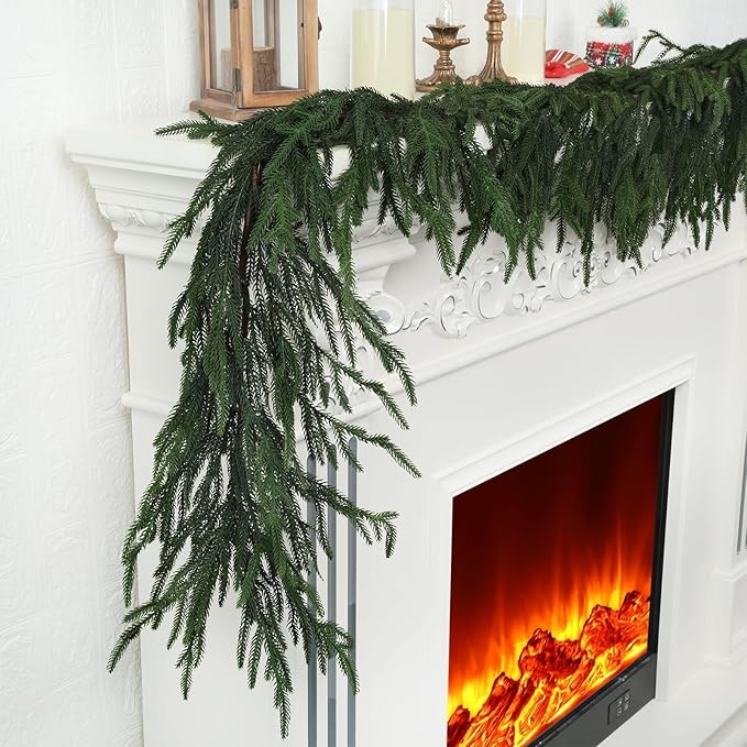 Artgar 6 Ft Pine Garland - Real Touch Pine Garland - Artificial Greenery Christmas Garlands - Green Cedar Garlands for Mantel Staircase Tabletop Home Indoor Outdoor Winter Christmas Decor