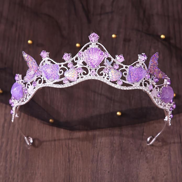 Mermaid Crown Sea Star Headband - Glitter Ocean Princess Headpiece Costume for Birthday Party Headwear Accessories