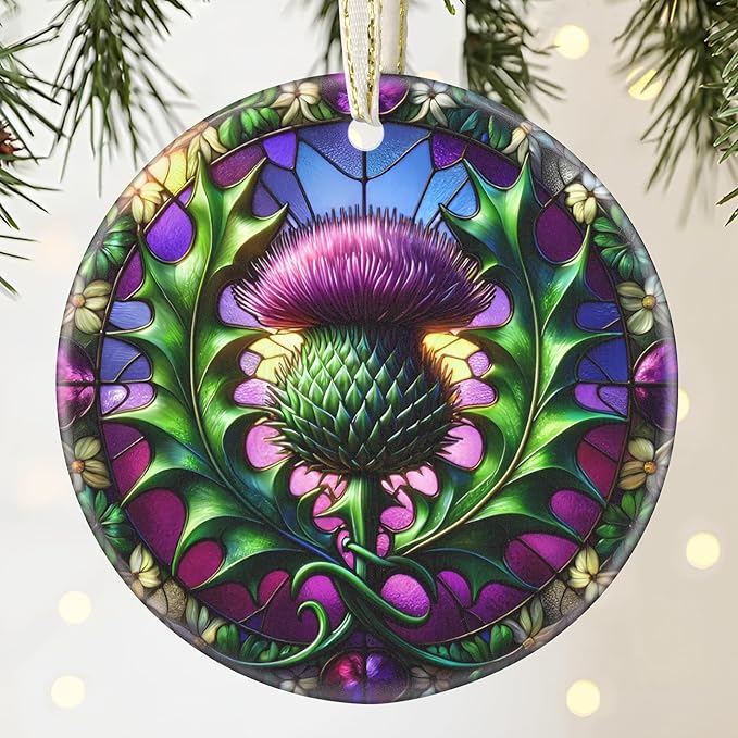 Touber Dandelion Christmas Ornament, 3.5 Inch Ceramic Hanging Ornament, Christmas Tree Decor, Gift Exchange