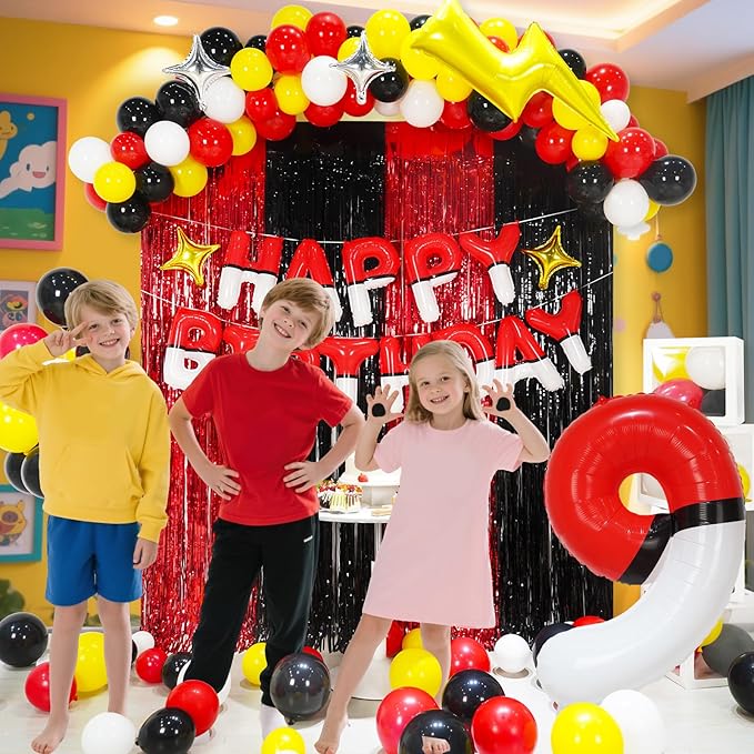 YIIHMEI 40 Inch Number 9 Balloons Birthday Party Decorations, Red and White Theme Large Balloon Decor Supplies for Kid's
