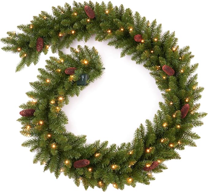 9 FT Christmas Garland Pre-lit 70 LED Lights Holiday Artificial Decor for Stairs Mantle Door Indoor Outdoor Garland with Battery Operated Timer