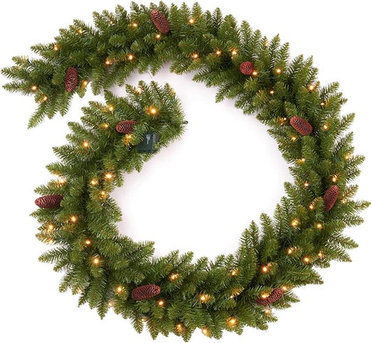 9 FT Christmas Garland Pre-lit 70 LED Lights Holiday Artificial Decor for Stairs Mantle Door Indoor Outdoor Garland with Battery Operated Timer