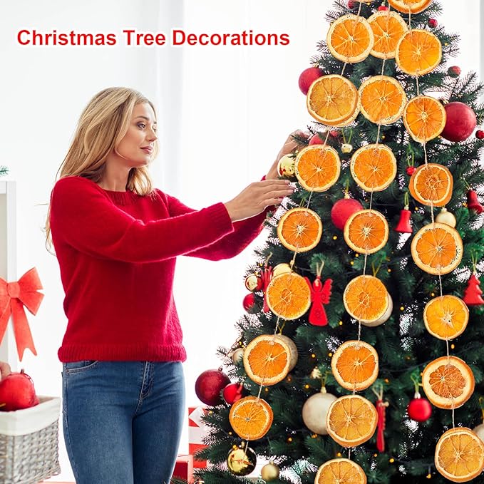 Christmas Decorations, 10ft Dried Orange Slice Christmas Garland, Rustic Orange Garland for Mantle Front Door Fireplace Home Wall Doorway Window Christmas Tree Porch Farmhouse Indoor Decor, 3 Pack