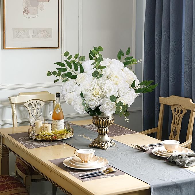 VEVOR Flower Balls Arrangement Bouquet 10 PCS, 17.7-Inch Diameter Artificial Flower Balls Wedding White Roses Centerpieces, Faux Flowers Arrangements for Wedding Centerpiece Home Table Decorations