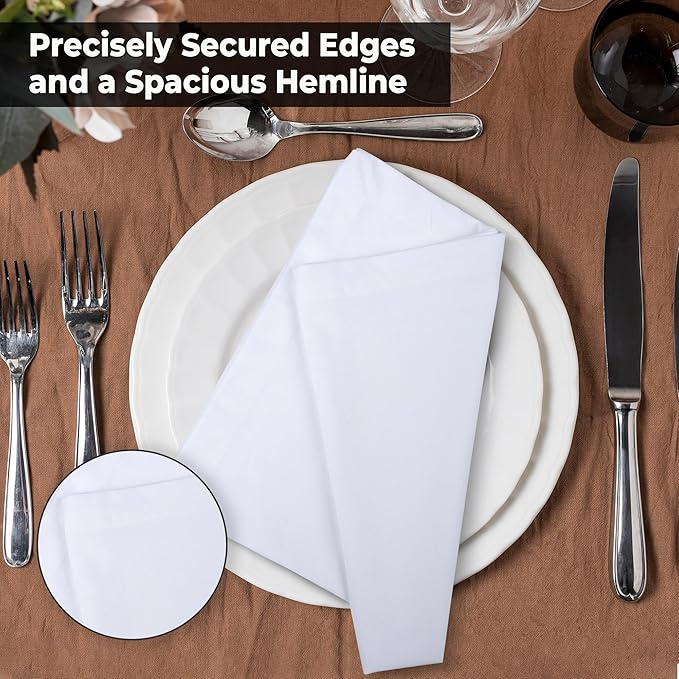 Urban Villa Cloth Napkins White Dinner Napkins Set of 12 (18X18 Inches) 100% Cotton Absorbent Washable Durable Reusable Cloth Napkins Ideal for Farmhouse Party Thanksgiving Harvest Fall Dinner Napkins