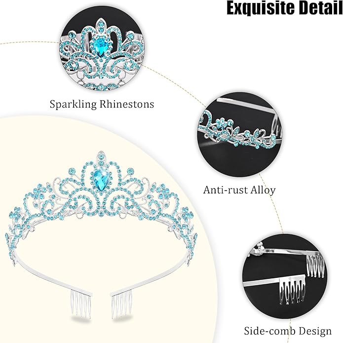 TAROSE Crowns for Women and Girls, Queen Crystal Gold Silver Tiaras with White Rhinestone and Combs, Goddess Crown for Wedding Bride Birthday Princess Bridal Shower Hair Accessories for Women