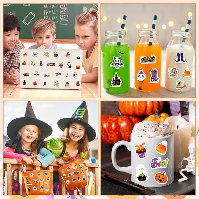 300Pcs Halloween Foam Stickers, Self-Adhesive Ghost Pumpkin Spider Stickers Halloween Decals Sticker Decorations for Home Office School Classroom DIY Art Craft Party Supplies
