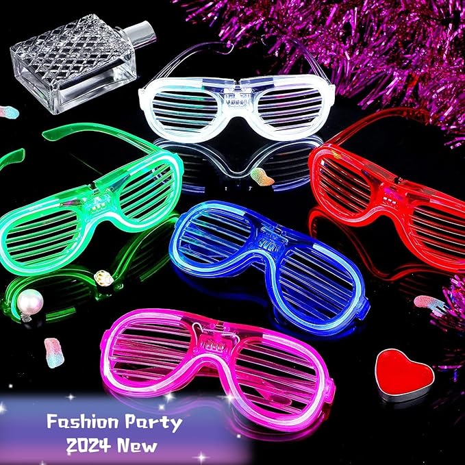 35 Packs LED Glasses 5 Neon Colors glow in the dark party supplies Favor for Kids Adult Glow sticks Light Up Glasses fit Holiday Birthday Valentine's Day and Halloween Party Supplies Cosplay Christmas