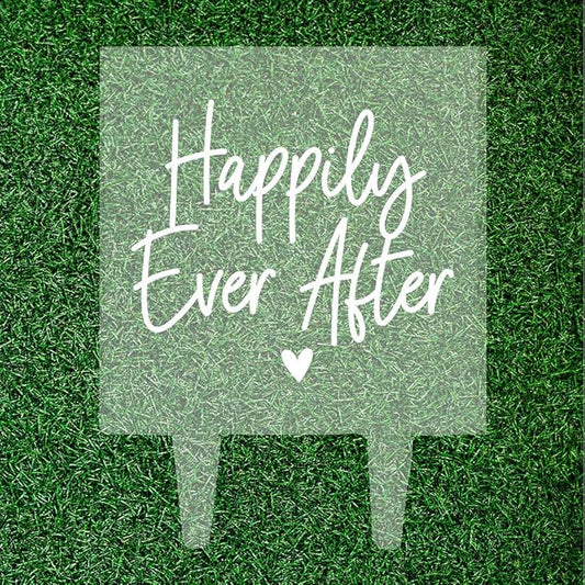 Andaz Press Happily Ever After Custom Wedding Cake Topper, Acrylic Square Couple Cake Topper