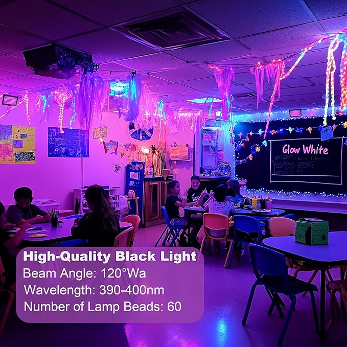 2 Pack 40W LED Black Light IP66 Waterproof,Blacklight with Plug and Switch,Flood Light for Glow Party,Halloween Decoration, Body Paint, Fluorescent Poster, Stage Lighting,Neon Glow,5.25Ft Cord