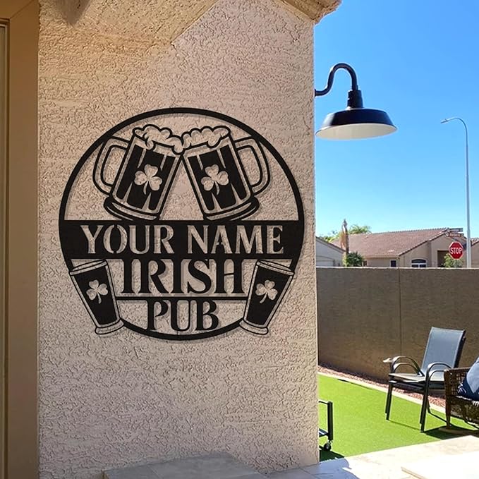 Irish Pub Metal Sign - Custom Bar LED Wall Art, Vintage Metal Plaque for Tavern, Basement, Man Cave, St. Patrick’s Day Gifts for Men, Dad, Papa, Husband, Beer Lovers