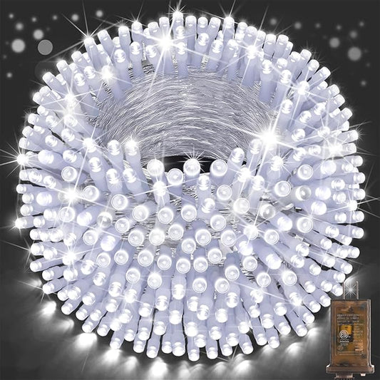 SAUIRS 60FT 160 LED Christmas Lights Outdoor String Lights with 8 Modes Timer Waterproof Fairy Light Plug in for Outside Indoor Party Xmas Palm Tree Yard Wedding Decorations(Cool White)