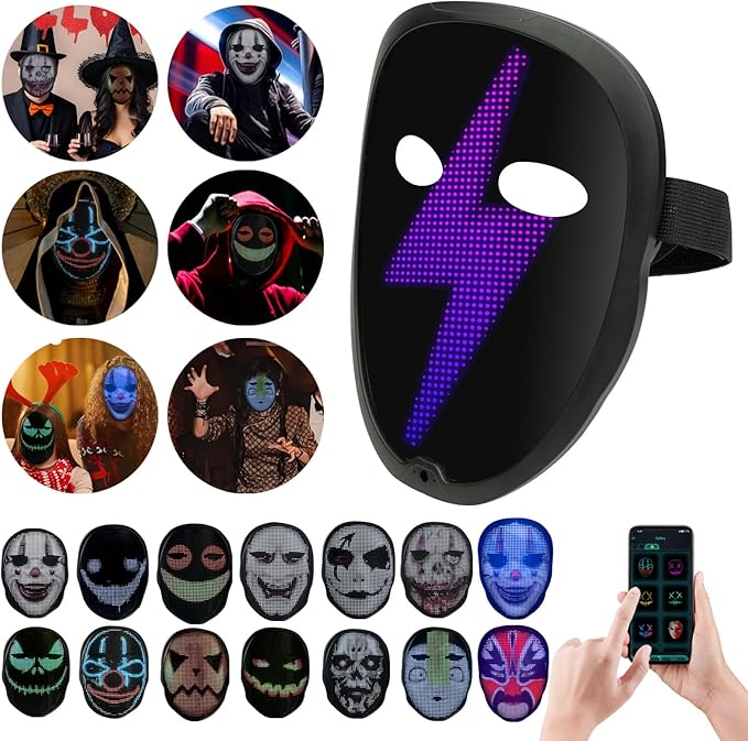 LED Mask with APP & Gesture Control - Perfect for Cosplay, Masquerade Balls & Party Costumes for Adult Unisex Mask