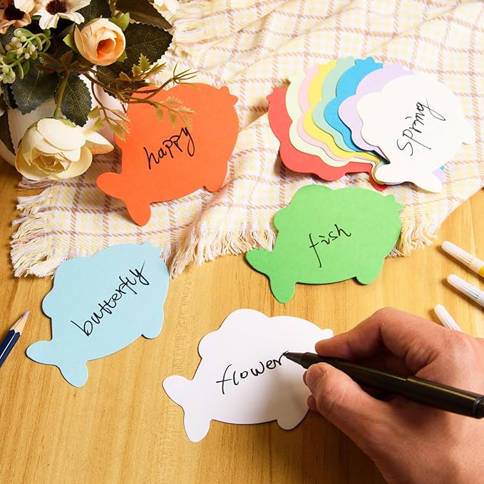 MixTeach 360 Pcs Assorted Color Fish Shape Cards - 4 Inch Fish Die Cuts - Bulletin Board Decorations for Classroom & Home School Decor - DIY Craft Project Supplies