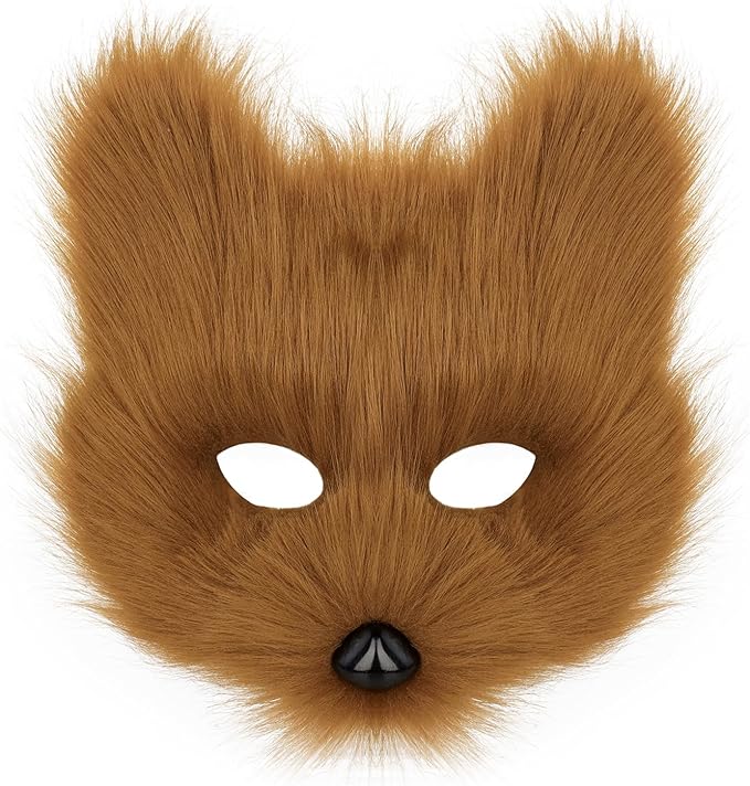 Animal Fox Wolf Mask Halloween Party Cosplay Costumes Props Plush Cat Half Face Masks Carnival Christmas Masquerade