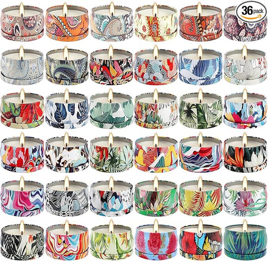 Set 36Pack Scented Candles Gifts Soy Wax Travel Tin Jar Candles for Home 2.5 OZ jar Candles for Mom for Christmas, Birthday, Thanksgiving, Mother's Day,Aromatherapy