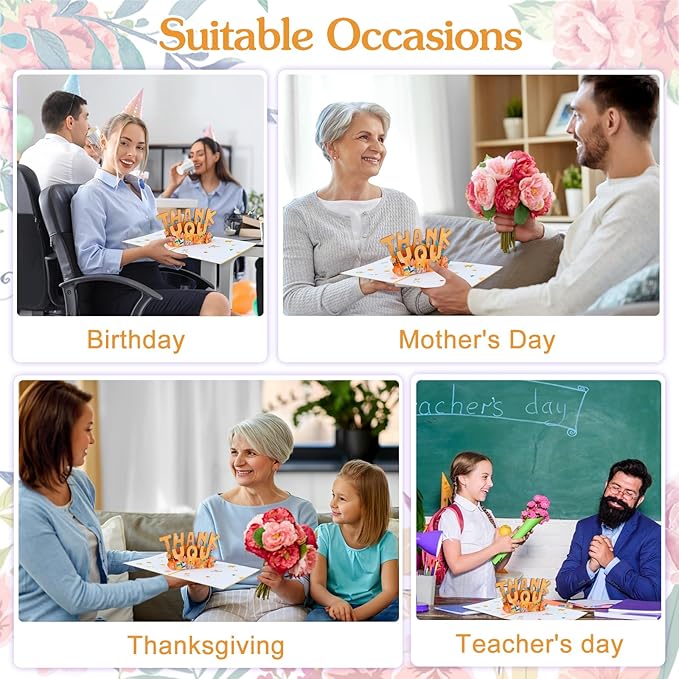 Pop Up Thank You Card - 3D Thank You Pop Up Card with Envelope Appreciation Gift for Parents Family Friends Colleague Teacher Doctor Nurse