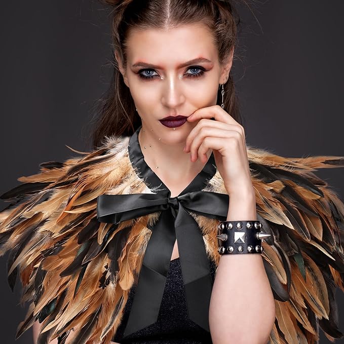 Gothic Natural Feather Shrug Feather Shawl Wrap Cape Victorian Collar for Halloween Cosplay Party Costume Accessories