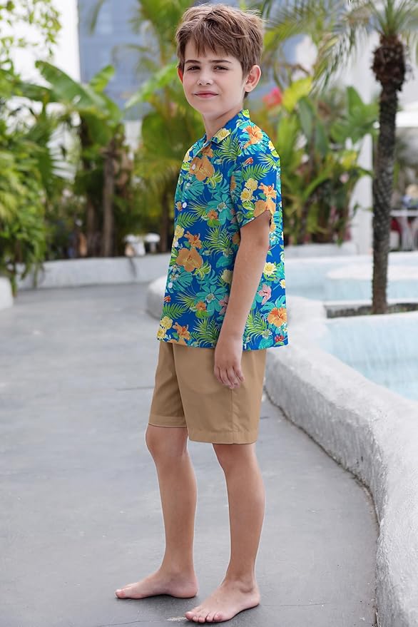 Cromoncent Matching Hawaiian Outfits for Family, Dad and Son Matching Luau Beach Tropical Shirts Mommy Daughter Tropical Sets