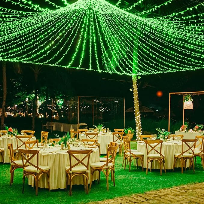 Vivideal 300 LED Green Lights Outdoor, 99ft Green String Lights for Bedroom Clear Wire 8 Modes, Waterproof Plug in Christmas Light with Timer Memory for Room Tree Party Decorations