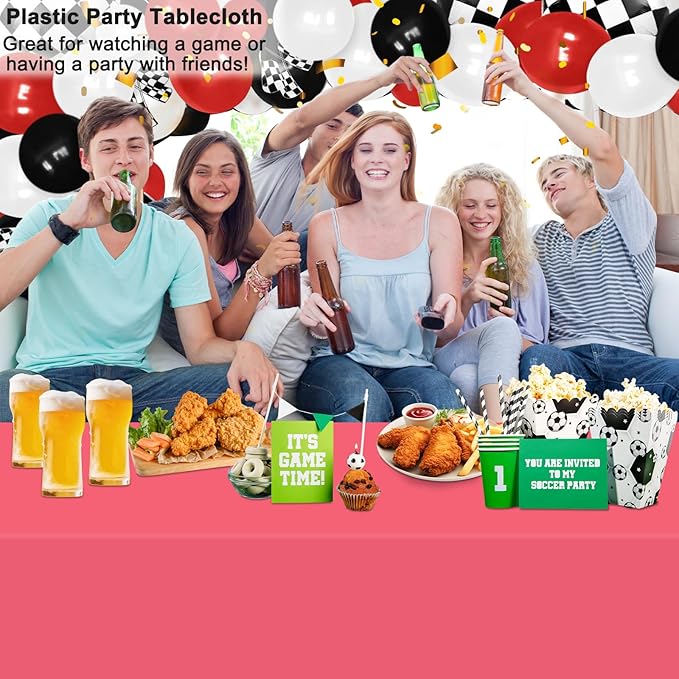 WNINK 4 Pack Red Tablecloths 54" x 108" Disposable Rectangular Plastic Table Covers for Baby Showers, Weddings, Birthdays, Parties