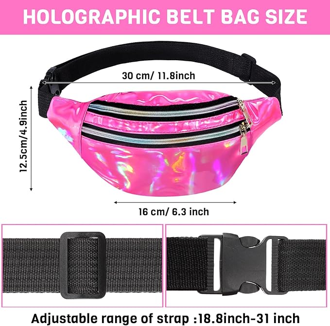 Handepo 19 Pcs 80s Costume Accessories Holographic Fanny Pack Leg Warmers Lace Headband Earrings Gloves Necklace Bracelet