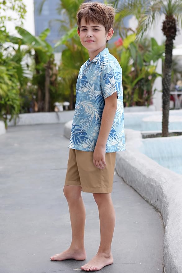Cromoncent Matching Hawaiian Outfits for Family, Dad and Son Matching Luau Beach Tropical Shirts Mommy Daughter Tropical Sets