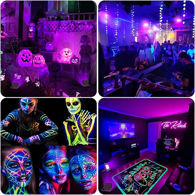 T-SUN 30W LED Black Lights, Blacklight Flood Lights with Plug, IP66 Waterproof Black Light for Glow Party, Halloween Decorations, Fluorescent Poster, Body Paint, Bedroom, Neon Glow, Aquarium