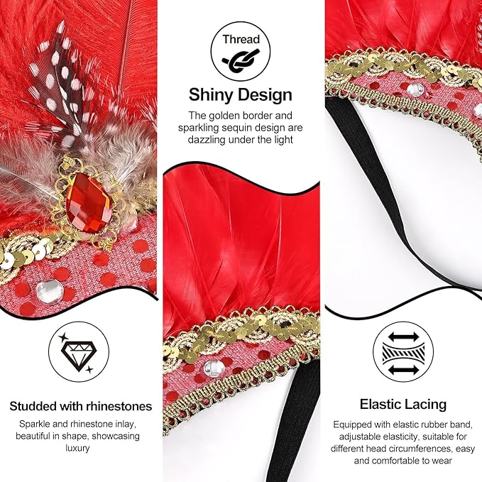 Women's Carnival Feather Headpieces Sequin Headdress for Wedding Masquerade Party Cosplay Feather Headbands