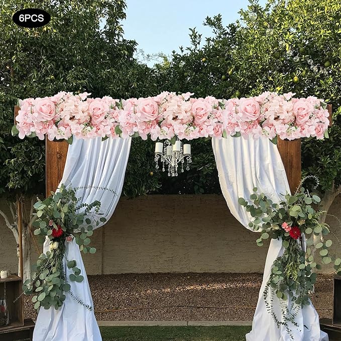 6 Pack Artificial Peony Garland,Wedding Arch Artificial Flower Panels,Flowers Wall Backdrop Panel for Wedding Dining Table Christmas Home Party Decor (Pink)
