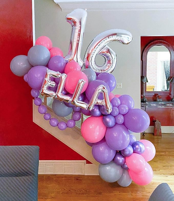 40 Inch Silver 16 Number Balloons Giant 16 or 61 Balloons Silver Birthday 16 Balloons 16th Birthday Anniversary Party Decorations Supplies
