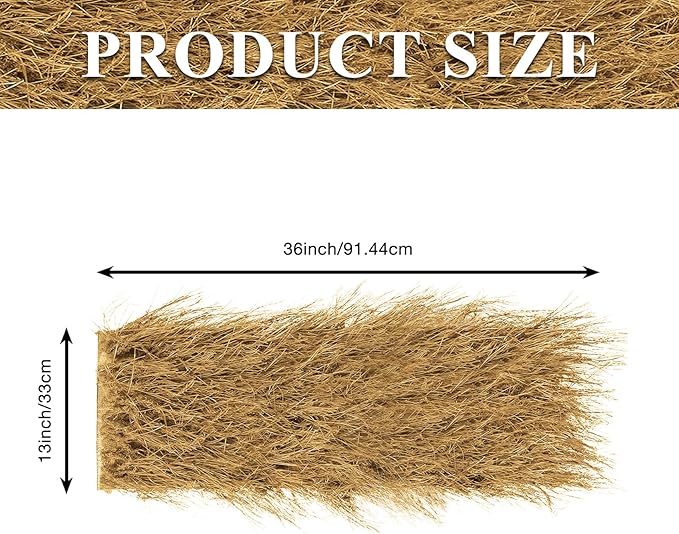 XLX TURF Faux Thatch Straw Table Runner 36 Inches Long, Yellow Hay Grass for Western Cowboy Party Decorations Halloween Nativity Table Centerpiece Tiki Mexican Jungle Birthday Home