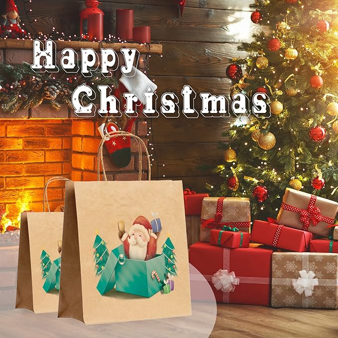 COGLARING 50Pcs Brown Gift Bags with Handles - 11x5.9x11 Inch Kraft Paper Bags for Parties, Weddings, Shopping, Grocery, Takeout & Retail - Bulk Brown Paper Gift Bags