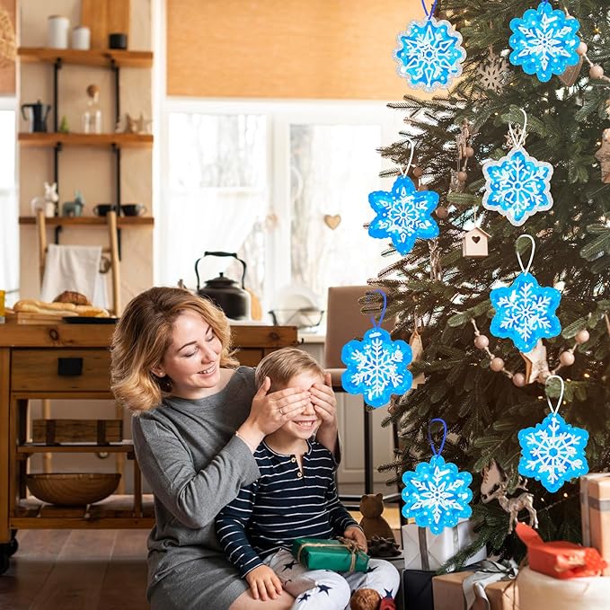 40pcs Christmas Crafts Bulk – Snowflake Paper Suncatcher DIY Kits for Winter Party, Holiday Ornaments, Classroom Decorations