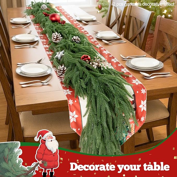 9Ft Artificial Norfolk Pine Garland Realistic Green Faux Greenery Garland for Christmas Table, Fireplace, Mantle, Window, Stairs, Indoor, Outdoor Holiday Decor（1PCS）