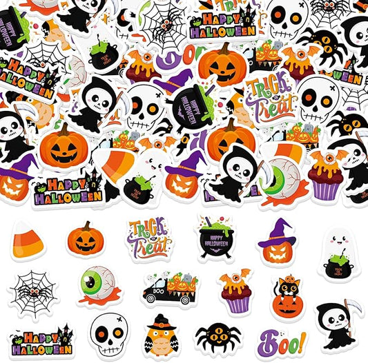 300Pcs Halloween Foam Stickers, Self-Adhesive Ghost Pumpkin Spider Stickers Halloween Decals Sticker Decorations for Home Office School Classroom DIY Art Craft Party Supplies