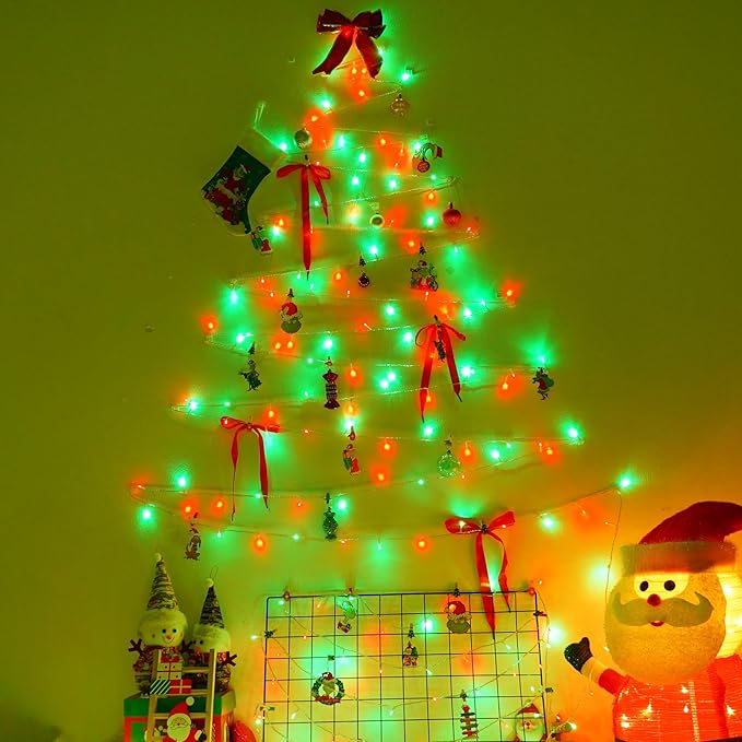 YEGUO 165ft 500 LED Red and Green Christmas Lights Outdoor Waterproof, Clear Wire String Lights Indoor Plug in, 8 Modes Clear Wire Twinkle Tree Light for Xmas Party Garden