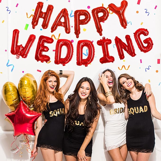 76pcs Happy Birthday Balloon Banner, Red Balloons Letters, Personalized 16" Mylar Foil Birthday Decorations includes 2 Sets A- Z, 1 set Number 0-9 and "HAPPY BIRTHDAY" letters (with Balloon Pump)