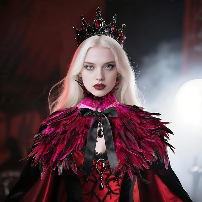 Gothic Natural Feather Shrug Feather Shawl Wrap Cape Victorian Collar for Halloween Cosplay Party Costume Accessories