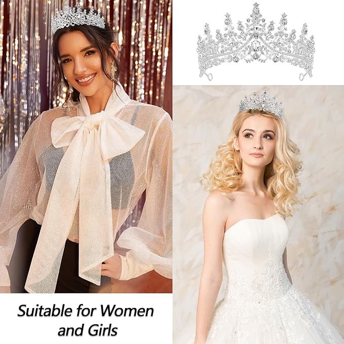 VELSCRUN Birthday Queen Tiara Crowns for Women Girls Silver Crystal Birthday Queen Headband Sash Elegant Princess Crown Happy Birth Party Decorations Mom Sisters Birth Gift Hair Accessories