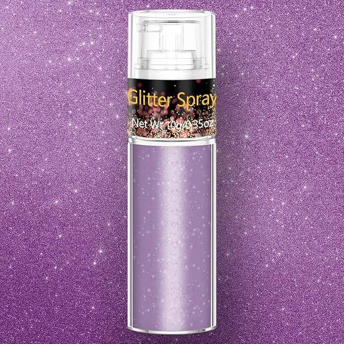 Mystic Purple Body Hair Glitter Spray 10g, Ultra Fine Holographic Shimmer Mist for Festival Makeup, Rave, Nightclub Glow, E-Girl Face Body Sparkle, DIY Craft Nail Art