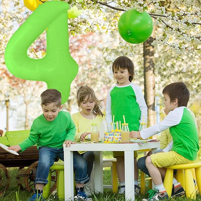 Fluorescent Green Number Balloon 40 inch Giant Foil Helium Balloons Green Number 4 Balloon for 4th Birthday Party Decorations